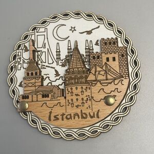 Turkey Istanbul Tourist Souvenir Gift 3D Wood Laser Cut Fridge‎ Magnet 3” Round